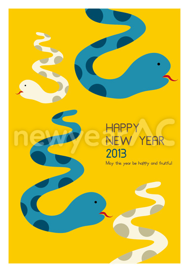 HAPPY NEW YEAR　にょろにょろ蛇　青