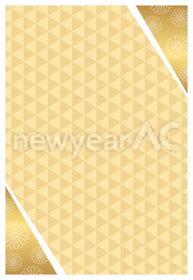 三角形の連続模様と菊の花　金