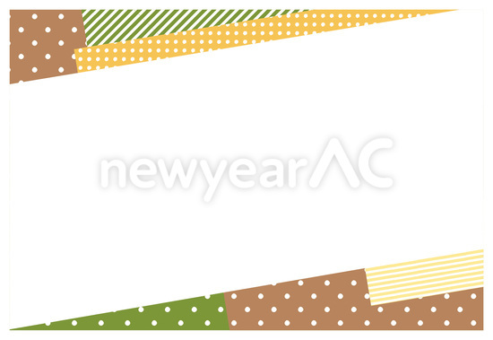 ドットと柄とボーダー柄の折り紙風フレーム ディープ No 年賀状素材 21 令和3年 丑年 なら年賀状ac
