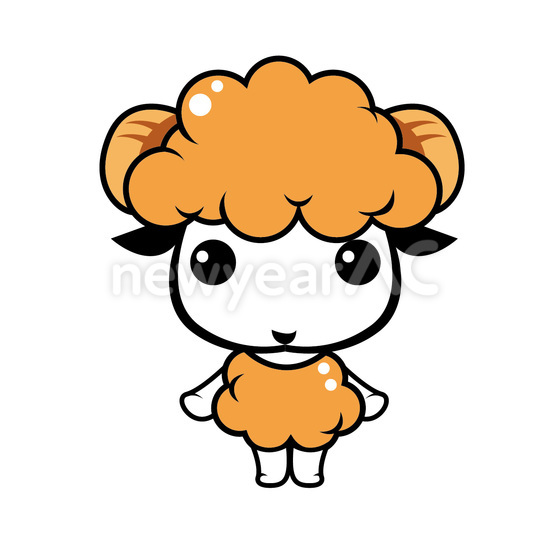 羊イラスト　オレンジ
