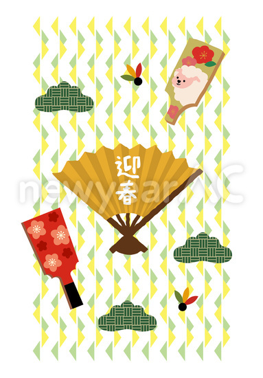 迎春扇子と羽根つき