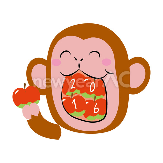 林檎を食べる猿