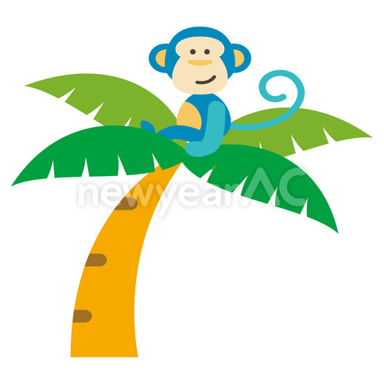 ヤシの木に上る青猿