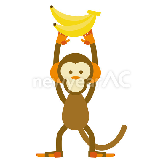 バナナを掲げる猿