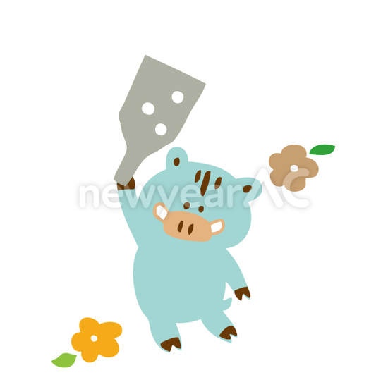 羽子板で遊ぶ猪
