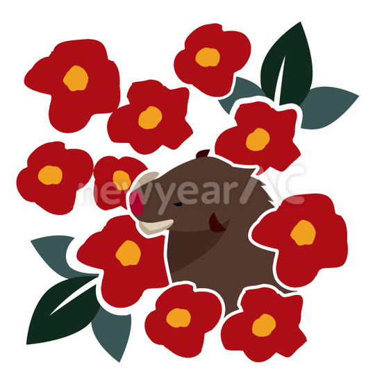 椿と亥の年賀状