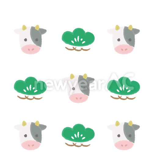 丑と松 No 年賀状素材 21 令和3年 丑年 なら年賀状ac