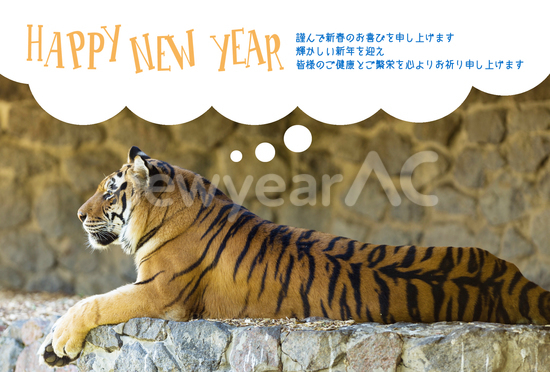 横向きのトラの年賀状 No 無料年賀状素材22 令和4年 寅年 とら 年賀状ac