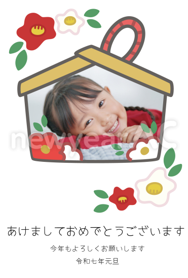 椿と絵馬　顔はめ写真フレーム