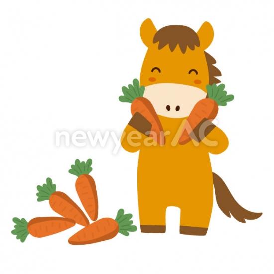 笑顔の馬と人参