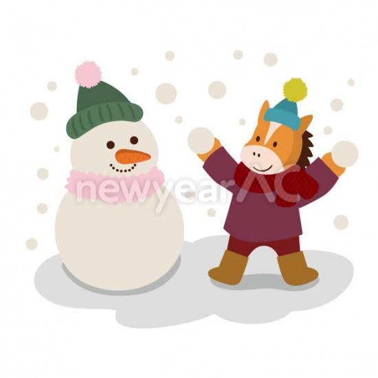 雪だるまと馬