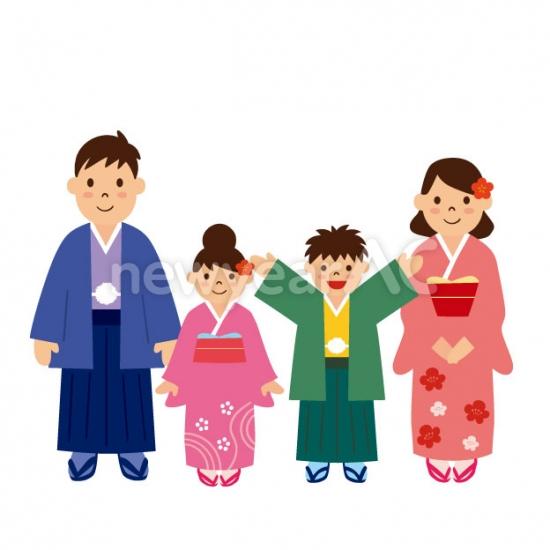 和装　着物姿の家族