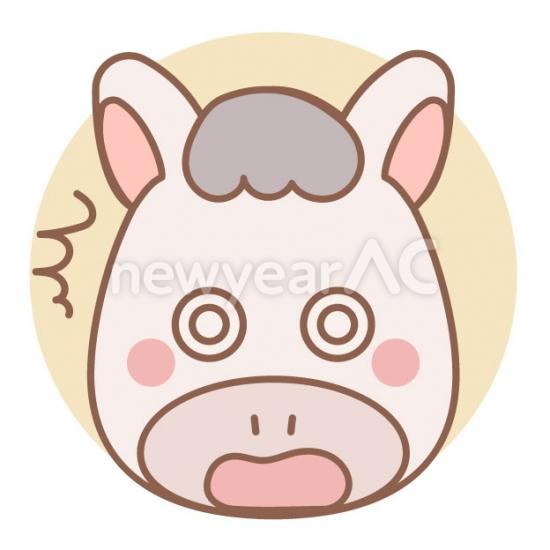 驚いた表情の白い馬
