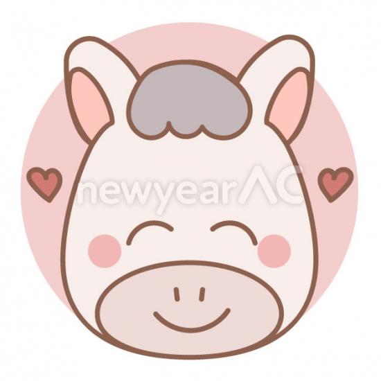 笑顔の白い馬