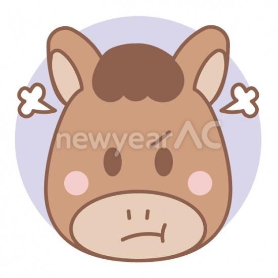 怒った表情の黒い馬