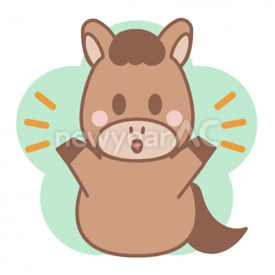 こちらポーズの茶色い馬