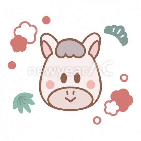 松竹梅と白い馬