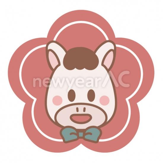 梅と白い馬