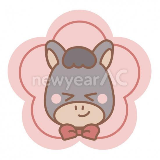 梅と黒い馬