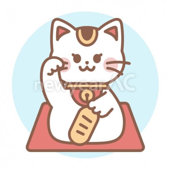 座布団に座る招き猫