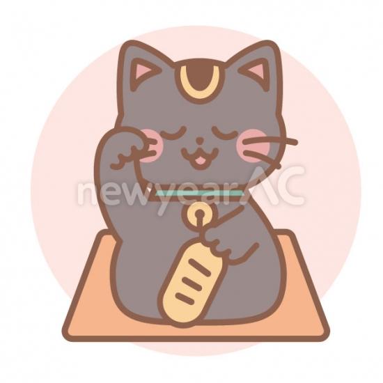 座布団に座る招き猫