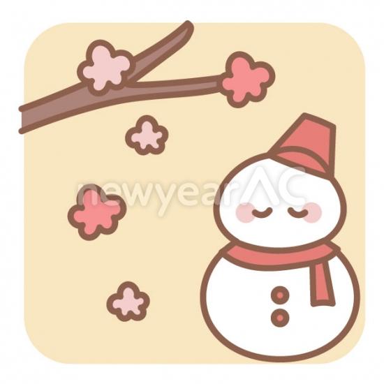 雪だるまと梅の花