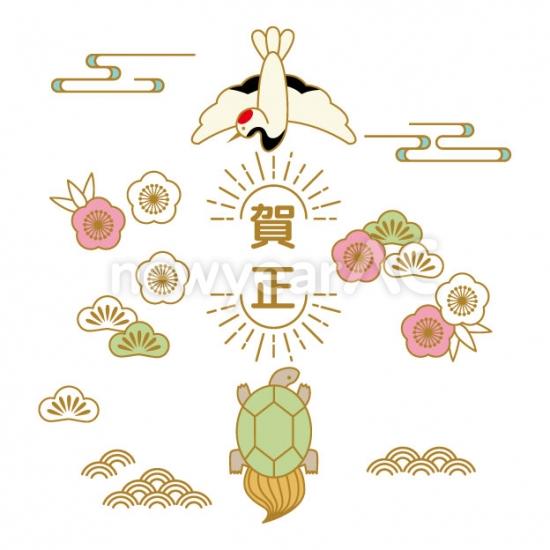 賀正 鶴 亀 松竹梅