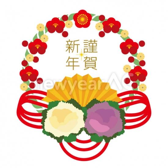 年賀状 葉牡丹 梅