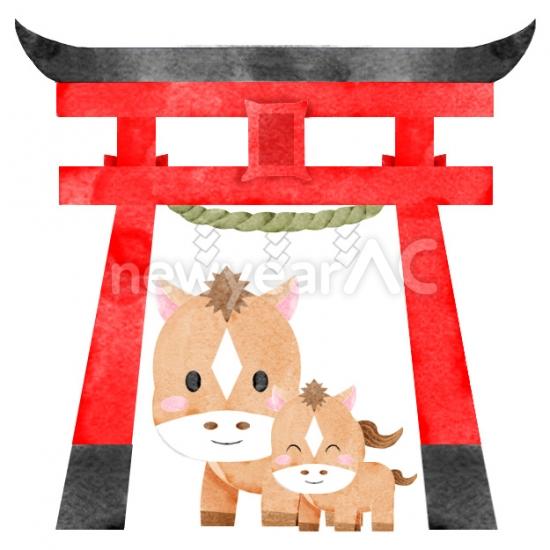 鳥居と干支の馬