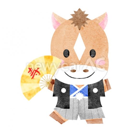 和服の干支の馬の子