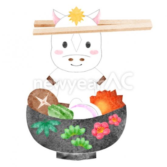 箸で持たれた干支の馬