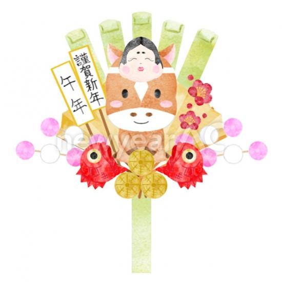 華やかな熊手と干支の馬