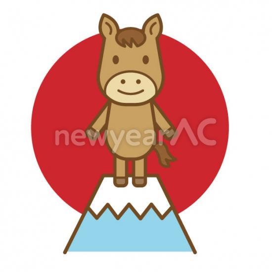 午、初日の出、富士山