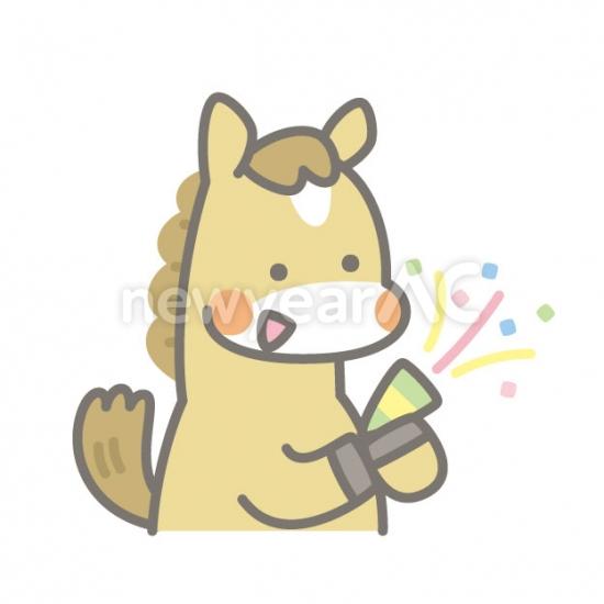 クラッカーを鳴らす馬