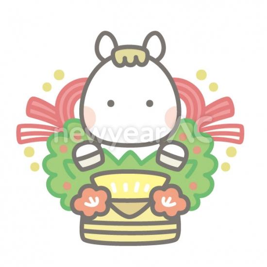 午の門松　白馬