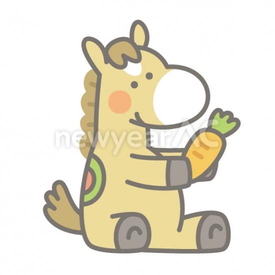 人参を食べる馬