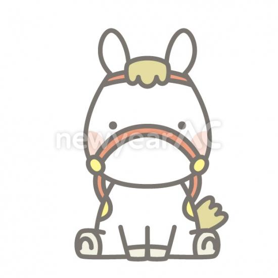 おすわり馬　白馬