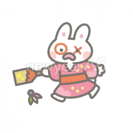 うさぎの羽根つき