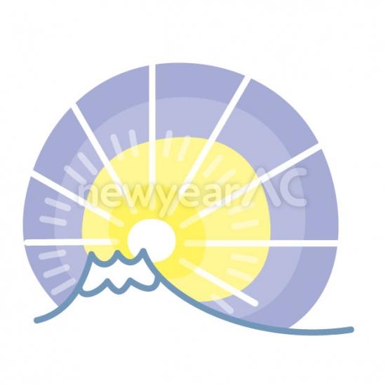 角イラスト日の出　後光