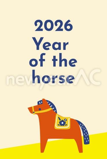 2026 馬の置物イラスト年賀状