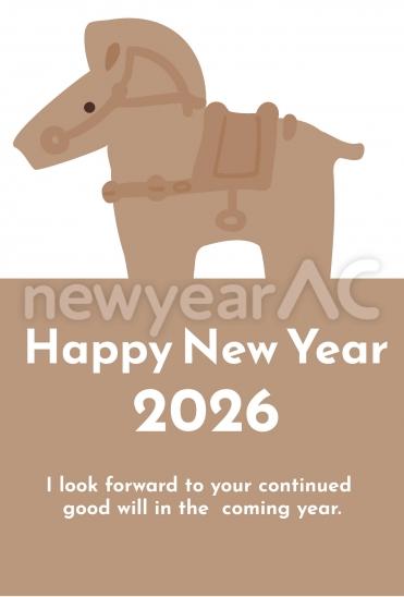2026 木馬のイラスト年賀状