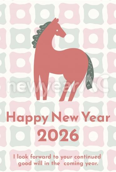 おしゃれな赤い馬の年賀状