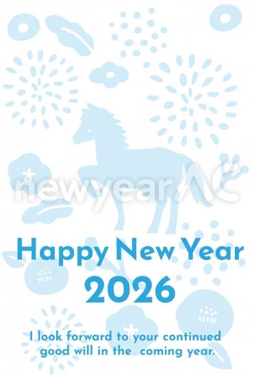 おしゃれな青い馬の年賀状