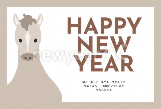 おしゃれな馬の顔イラスト年賀状