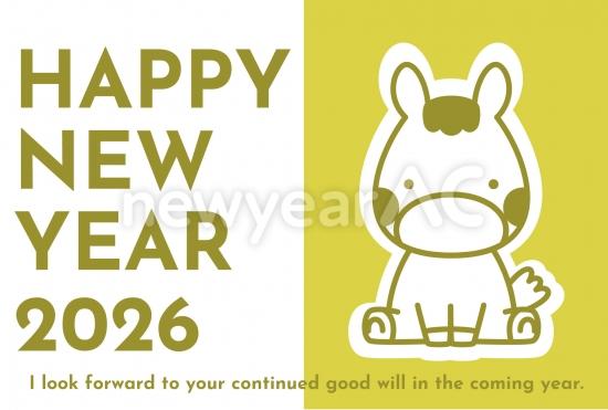 おしゃれな黄の馬の年賀状