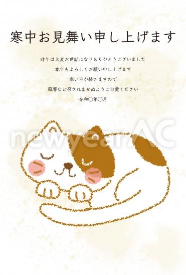 寒中見舞い　ふんわり猫