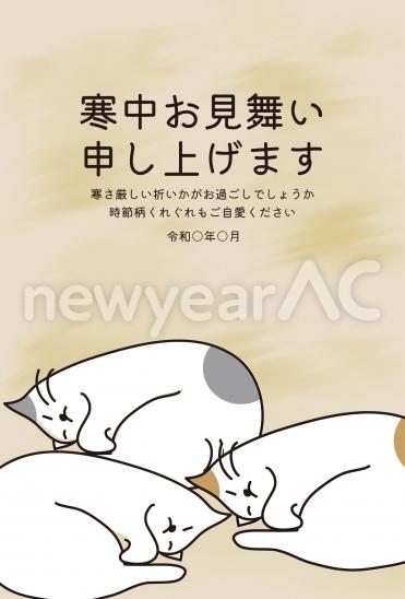 寒中見舞い　寝るねこ