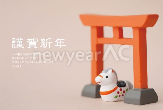 鳥居と土鈴のシンプル年賀状