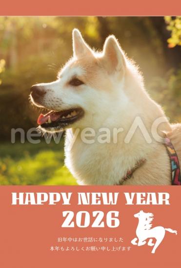 馬のシルエットのシンプル年賀状2026