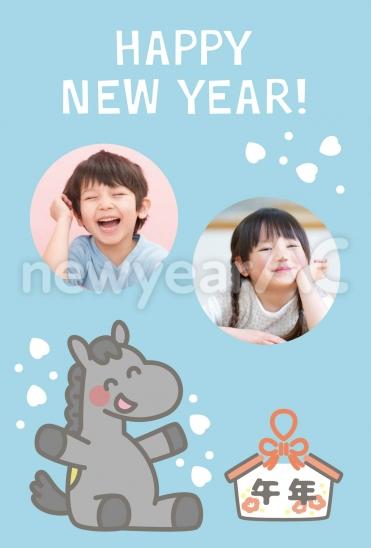 午年イラストと写真フレーム